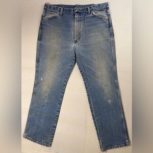 Vintage Wrangler 936DEN Blue Denim Western Light Wash Denim Jeans Mens 38x30